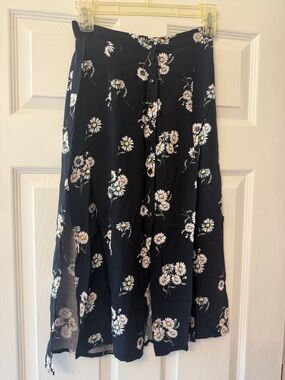 Navy Floral Midi Skirt